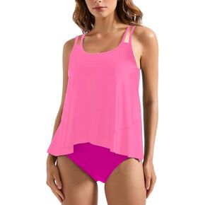 SWBALLETTO Tankini Swimsuits for Women Ruffle High Waisted Swimsuit Tummy Control Swimwear