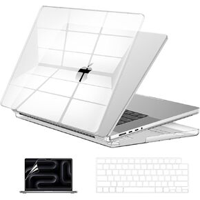 EooCoo Case Compatible with MacBook Pro 16 Inch 2020 2019 Release Model A2141, Clear Hard Case with Keyboard Cover & Screen Protector - Crystal Clear