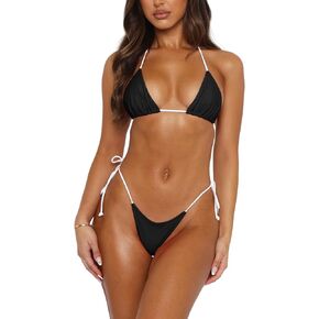 Bikini Sets for Women 2025 Women's Triangle Bikini Halter String Bikini Set Two Piece Swimsuit Bathing Suits