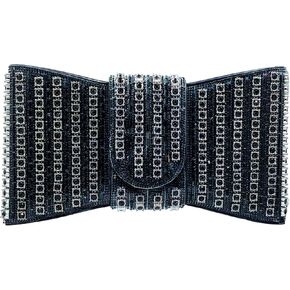 Boutique De FGG Rhinestone Clutch Purses for Women Formal Party Crystal Clutch Bag Bow Evening Bag Prom Purse Handbag,Small
