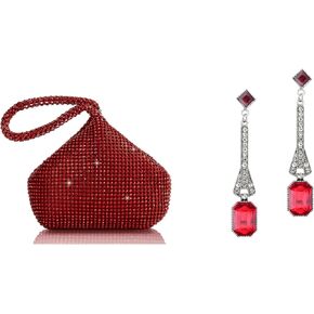 BABEYOND Women's Rhinestone Clutch Evening Bags Sparkly Glitter Triangle Purse for 1920s Party Prom Wedding Flapper Earrings 20s Accessories Gatsby Costume Accessories