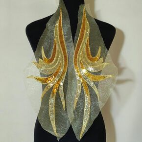 Sequin Embroidery Phoenix Tail Sticker Embroidery Cloth Sticker Stage Performance Costume Dress Decoration Accessories (Blue)