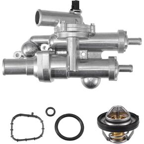 X AUTOHAUX Upgraded Aluminum Thermostat Housing Assembly for Chrysler 200 Sebring for Dodge Avenger Caliber Journey for Jeep Compass Patriot No.68003582AB Engine Coolant Thermostat Housing