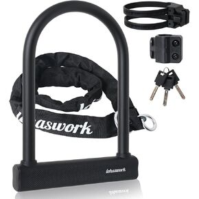 Bike Locks, Heavy Duty Anti Theft， 4mm/120cm Shackle Motorcycle Wheel Locks, 4ft Chain with Sturdy Mounting Bracket and 3 Keys for EBike, Electric Scooter，Moped，Fat-Tire，Gates