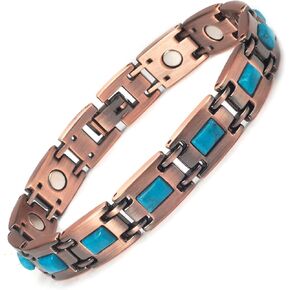 Copper Magnetic Bracelet for Women - Turquoize Detox Jewelry with 3500 Gauss Magnet (G)