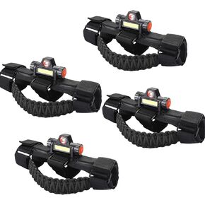 Cartaoo Upgrade Roll Bar Bar Wandles with Dome Light for Jeep Gladiator Accessories ، Premium Paracord Grips Fit 2.0-4.0 inch cj yj jk jl & gladiator jt 1945-2023 (Black 4pcs)