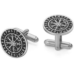 Dreamtimes Viking Runes Mythical Norse Vegvisir Cufflinks Stainless Steel Steel Viking Compass Cuff Cuff Classic محفور المجوهرات للرجال الزفاف العريس هدايا