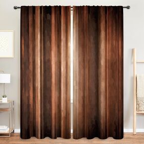 الستائر البنية البنية Meshelly 52W x 84h بوصة قضيب الجيب الغربي خمر المزرعة Rusty برتقالي غرفة نوم ديكور ريفية النحاس تان البرونز الحديث البسيط طباعة غرفة المعيشة الستائر