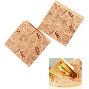 200pcs 7x7inch Hamburger Bags,Sandwich Bags,Brown Lunch Paper Bags，French Fry Bags Oil-proof Triangle Paper Bag,For Paper Lunch Bags Take Out Bags and Home Use (Brown, 7x7)