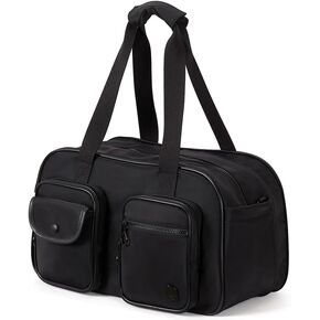 Expandable Travel Duffel Bag, Elegant Black Duffle Bag for Travel with Wet Pocket, Carry on Weekender Bags for Men Women, Water Resistant Gym Duffel Bag Sport Bag