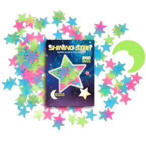 Colorful Glow in The Dark Stars,Stars Stickers for Ceiling,Adhesive 200 Pcs 3D Glowing Stars and Moon for Wall Decoration for Kids Baby Bedroom Rooms,Starry Sky