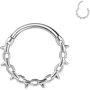 BodyAce 16G Septum Hoop Hinged Nose Rings, High Crafted Conch Helix Earrings for Women Men, Stainless Steel Septum Clickers Lip Piercing Labret Daith Rings