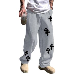 Zaful Mens Wide Leg Spectupts عرضية مستقيمة مستقيمة فضفاضة مفتوحة أسفل السوائل السراويل السراويل للركض على الجيوب (1-رمادي ، xxl)