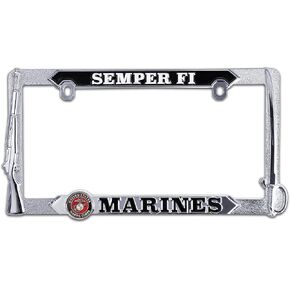 Elektroplate Officially Licensed – United States Marine Corps Semper Fi Chrome-Plated Metal Standard Size Premium 3D License Plate Frame Tag Holder for Cars/SUVs/Trucks Weather-Proof Auto Accessory