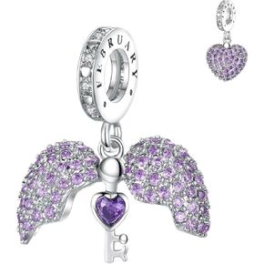 Annmors Birthstone Charms for Bracelet 925 Sterling Silver Charms fit Bracelet Necklace Dangle with 5A Cubic Zirconia Christmas Valentine Mother's Day Gift for Women