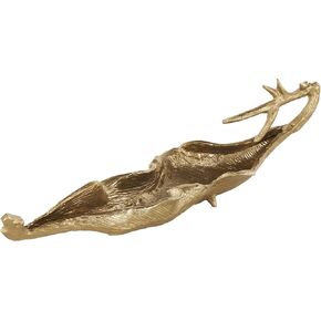 Deco 79 Aluminum Metal Abstract Decorative Decorative Bowl Textured Folded Leaf Decorative Container, Decorative Keepsake Box 14" x 9" x 7", Gold