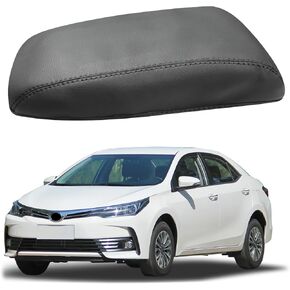 Bilisin Center Console Cover Compatible with Toyota Corolla 2014-2019 Accessories Waterproof Middle Console Lid Cover PU Leather Armrest Box Cover Protector (Red Thread)