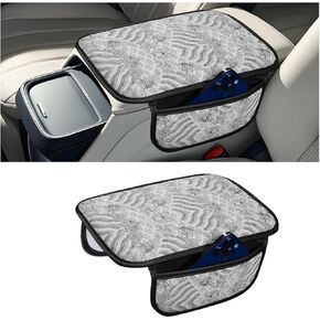 Car Center Console Cover, Leather Vehicle Armrest Protector with 2 Storage Bags, Automotive Interior Arm Rest Cushion Pad Accessories, Universal for SUV, Sedan, Truck (Black/Red)