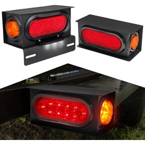 LIMICAR LED Trailer Lights Kit, Steel Trailer Light Boxes, Trailer Lights with 2 Round LED Marker Lights, Trailer Light Kit, Trailer Tail Lights, LED Tail Light Boxes