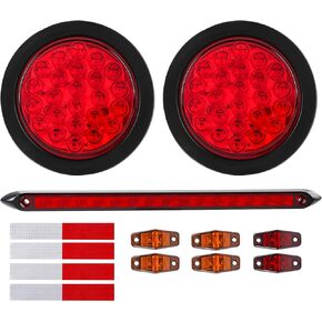4 Inch Round Trailer Light Kit, 24LED Trailer Lights Waterproof, 4 Inch LED Lights for Truck, Super Bright Stop Brake Turn Side Marker Light for Boat Truck RV