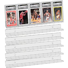 6 عبوة عرض بطاقة Sport Card لـ Wall - امسك ما يصل إلى 30 بطاقة تداول ، رف عرض بطاقة Acrylic Sport لـ PSA SGC BGS.