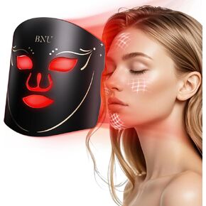 BNU Red Light Therapy for Face, 7 Modes Portable Led Face Mask Light Therapy with Remote Control, Timing Function, Red Light Therapy at Home 105 LED Beads