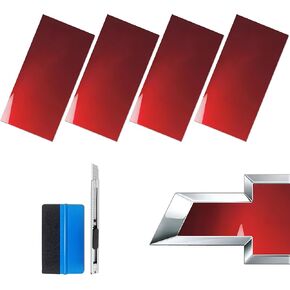 LZLRUN Ultra Gloss Premium Piano Black Vinyl Compatible with Bowtie Logo Wrap Stickers Cut-Your-Own Emblem Overlay DIY Decals for Chevy (11.8 Inch x 4 Inch) (Ultra Gloss Black)