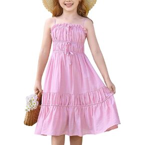 GRACE KARIN Girls Summer Dress Spaghetti Strap Midi Casual Sundress Sleeveless Party Elegant Dress 5-12Y