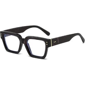 NIDOVIX Square Thick Frame Glasses for Women Men Classic Black Rectangle Vintage Non-Prescription Eyeglasses