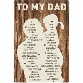 Fathers Day Dad Gifts from Daughter Wife,12x8Inch Metal Tin Sign Vintage Plaque Decorative Gifts for Dad Husband,Meaningful Retirement Anniversary Birthday Father's Day Presents for Daddy Stepfather
