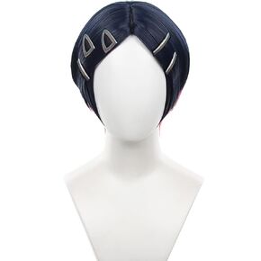 Cosplay Wig with Short Hair Straight Purple and pink mixed Natural Synthetic Hair with and Wig Cap for Women Halloween Cosplay