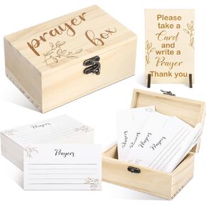 100 Pcs Prayer Cards with Prayer Box Leaves Wooden Distressed Box Prayer 1 Wooden Prayer Signature Sign 5 Pens Request Cards for Christmas Christian Gifts