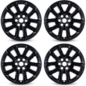 4-Pack Wheel Skins Compatible for 2018-2023 Chevy Traverse, 18 inch Wheel Skin Cover for 18-23 Traverse Black Color Hubcap Replacements