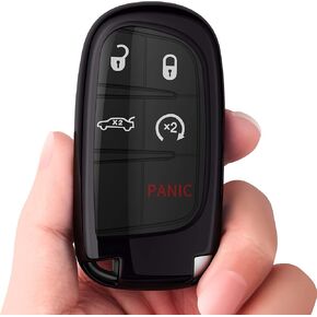 Tukellen for Jeep Dodge Key Fob Cover Premium Soft Full Protection Key Case Shell Compatible with Jeep Grand Cherokee Wrangler Compass Cherokee Renegade Patriot Grand Comander(Red)