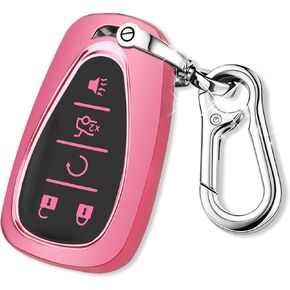 for Chevy Key Fob Cover with Keychain,Car Key Case Shell Protector for Chevrolet Equinox Malibu Camaro Traverse Blazer Cruze Volt Bolt Sonic Trax Tahoe 5 Buttons Smart Key Holder (Blue)
