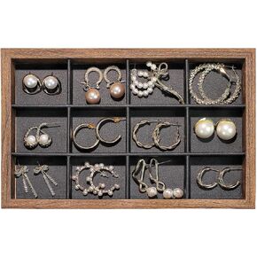 Ring Tray Wood Jewelry Organizer Tray, Earring Organizer Jewelry Showcase Display Drawer Organizer Storage, Earring Holder Necklace Bracelet Ring Accessary Organizers
