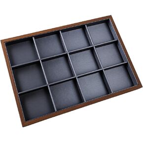 AUEAR, 12 Grid Jewelry Tray Wooden Drawer Organizer for Bracelet Rings Storage Display