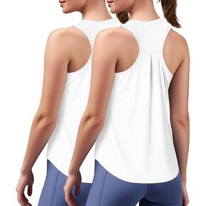2 Pack Women's Workout Tank Tops Sleeveless Athletic Tops Racerback Loose Fit Running Yoga Shirts