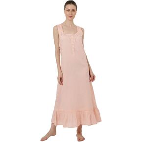 ملكة جمال Lavish London Blue Victorian Liegownless - Long Sleepwear Women Vintage Nightdress 100 ٪ Cotton