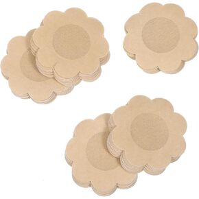 100 Pcs Disposable Nipple Covers Self-Adhesive Petal Pasties Breast Stickers No-Show Breast Covers Invisible Latex Free Bra Natural Nipple Pasties For Women