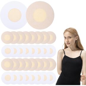 50 Pieces Nipple Pasties for Women, Round Self-Adhesive Nipple Covers Pasties Breast Cover Disposable Nipple Breast Pads Stickers No Show Bra Pad Nude