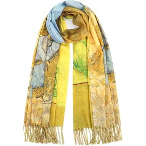 Reversible Pashmina Scarf - Double-side Cashmere Feel Shawl Wrap Monet Van Gogh Art Printing Scarves