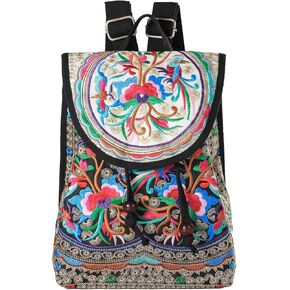 Goodhan Floral Embroidered Backpack Purse for Women Small Travel Handbag Shoulder Bag