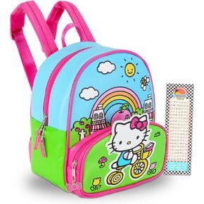 SANRIO Hello Kitty 10" Mini Backpack Set - Faux Leather Purse with Bookmark for Women