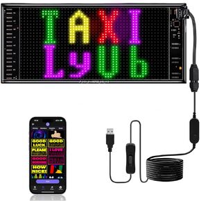 4.7 "x10.6" لوحة مصفوفة LED مرنة قابلة للبرمجة ، تحكم في تطبيق Bluetooth نمط نص مخصص للرسوم المتحركة عرض LED للسيارة الزجاج الأمامي