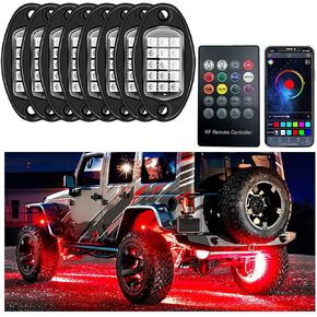 4 Pods Rock Lights for Car, Multi Color RGB LED Rock Lights Kit with APP & Remote Control, Music Mode, Waterproof Underglow Neon Light for Pickup Truck SUV, Car Accessories