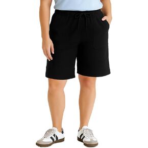 Women's Bermuda Shorts with Pockets, Drawstring Elastic Waist, Casual Summer Shorts for Women, Knee Length Comfy Bottom