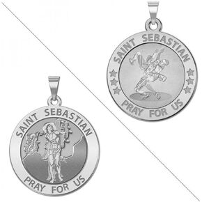 PicturesOnGold.com Wrestling - Saint Sebastian Doubledside Sports Religious Medal 3/4 Inch in Sterling Silver