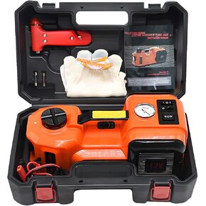 Electric Car Jack Kit - 5 Ton/11023 LBS 12V Hydraulic Jack Lift with Tire Inflator Pump & LED Light - 2-in-1 Kit for SUV, Truck, Sedan Tire Changes & Repairs