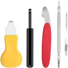 4pcs Watch Case Opener and Remover, Kit Includes Battery Replacement, Spring Bar, Watch Band Adjustment Tool